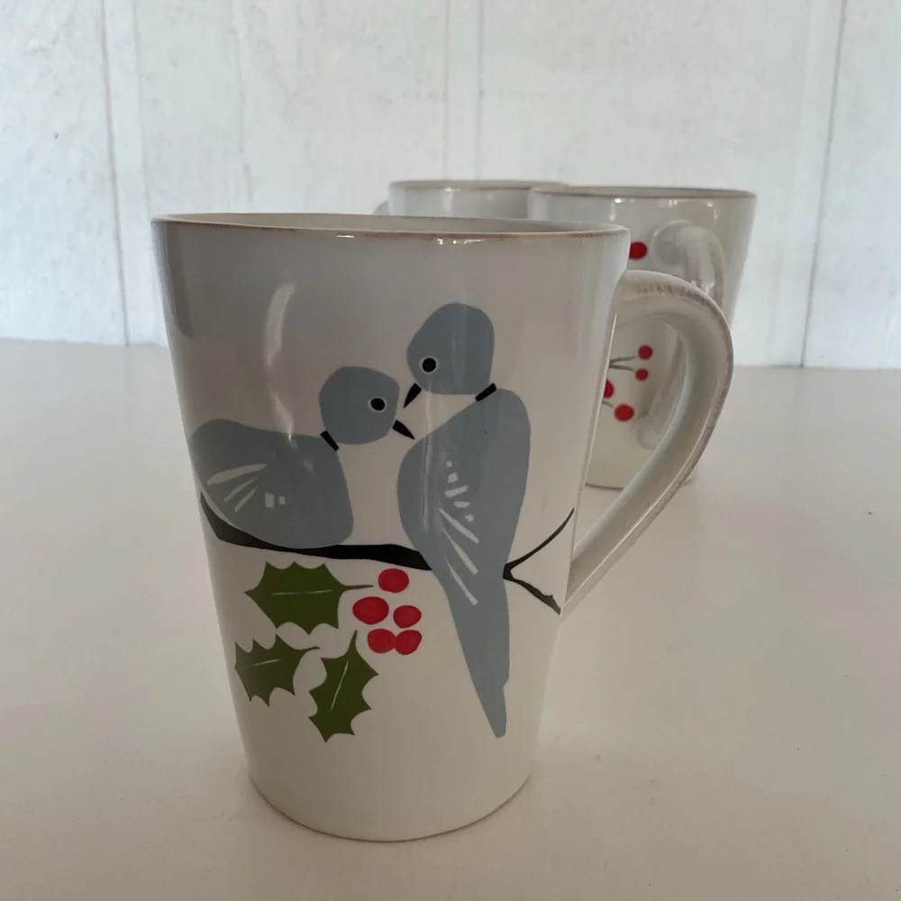 Crate & Barrel Marin Winter Birds Mug Set of three